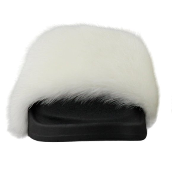 White Real Mink Fur Slide Sandals - Picture 4 of 5